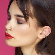 Tiny cz ip ear cartilage daith helix tragus nose rings. Piercing Nez Anneau Pliable Fleur De Vigne
