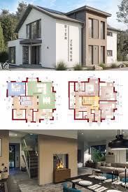 Modernes Fertighaus Mit Satteldach Architektur 5 Zimmer Grundriss 195 Qm Gross Mit Kamin Zwe Moderne Fertighauser Grundriss Einfamilienhaus Haus Grundriss