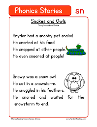 Learning to read is a complex skill that demands a lot from our students. Snakes And Owls Sn Phonics Stories Reading Comprehension Worksheet Have Fun Teaching