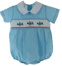 Smocked Airplane Bubble For Boy Tiny Human Smocked Baby