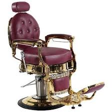 Professional High Quality Hydraulic Reclining Barber Chair Classic Vintage Style Burgundy Gold Cwtop14g Barber Chair Barber Chair Vintage Vintage Salon