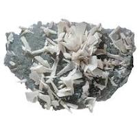 Natural White Anhydrate Crystals on Quartz Matrix from Gerais Mine, Brazil