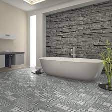 Honestly, laminate flooring will be the best option over the hardwood flooring for your bathroom. Liberty Floors Aurora 8mm Ornate Valance Tile Laminate Flooring 47490 Leader Floors