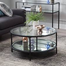 Coaster 720718 Co Round Glass Top Coffee Table Chocolate Chrome Walmart Com Black Glass Coffee Table Round Coffee Table Decor Round Black Coffee Table