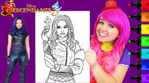 You need to share printable coloring pages disney descendants with pinterest or other social media, if you fascination with this wall picture. Coloring Mal Descendants 3 Disney Coloring Page Prismacolor Markers Kimmi The Clown Youtube