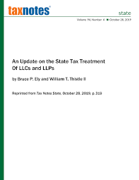 Https Www Bradley Com Media Files Insights Publications 2019 11 An Update On The State Tax Treatment Of Llcs And Llps Pdf