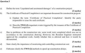 This is the foremost purpose of a certificate of completion. Question 3 A B Define The Term Liquidated And Chegg Com