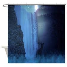 Mystical Waterfall With A Deer Shower Curtain By Doublejdesigns Cafepress Waterfall Deer Shower Curtain Cat Photo