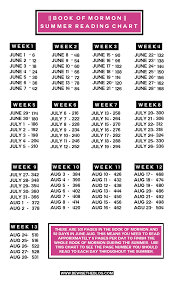 Book Of Mormon Summer Reading Chart Only 6 Pages Per Day