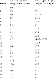 Of all the different table shapes, a rectangular table is the most common choice for dining rooms. Measurements Of Dorsal Vertebrae In Cm In Cm 11337 Download Table