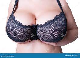 Plus Size Model in Black Bra, Fat Woman with Big Natural Breast Isolated on  White Background Stock Photo - Image of adiposity, oversized: 119867374