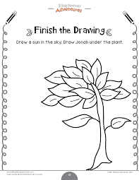 This coloring page depicts jonah running away from the command of the almighty. Jonah And The Plant Coloring Page For Kids Jonah And The Big Fish Activity Book For Kids Instant Download Book Activities Big Fish Activities