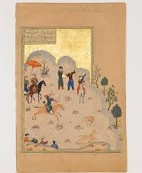 The Beauty Of Assymetry 15th C Persian Miniature From Khamseh Of Nizami Herat Via The Met Art Persian Miniature Middle Eastern Art