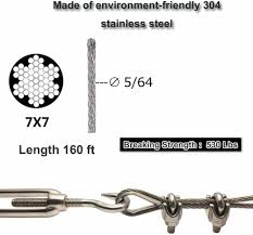 Outdoor String Lights Hanging Kit 1x19 Stainless Steel Wire Rope 304 Suspension Kit