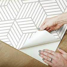 Roommates Rmk10705wp Stripped Hexagon Peel And Stick Wallpaper White Grey 20 5 X 16 5 Wallpaper Amazon In 2021 Peel And Stick Wallpaper Hexagon Room Visualizer