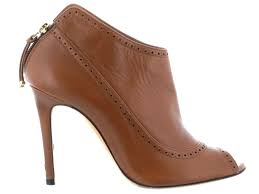 Carolina Herrera Leather Peep Toe Booties