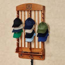 Vertical Windsor Oak Deluxe Monogrammed Solid Wood Cap Display Wall Rack Wall Racks Wall Display Cap Rack