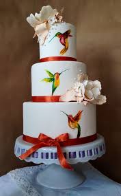 Hummingbird Wedding Cake Painted Fondant Www Hot Outofthe Oven Com Painted Cakes Cake Savoury Cake