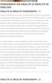 Paragraph On Health Is Wealth For Class 6 Brainly In