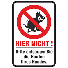 3 cm rechts neben der linken oberen ecke das papier. Schild Hundehaufen Entsorgen Hundekot Verboten 3mm Aluverbund 3 Masse