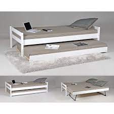 lit gigogne 90x190cm bois 2 sommiers tiroir pieds escamotables parme lit gigogne mobilier de salon lit blanc
