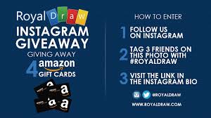 Giveaway rules can vary by account, but typically you may have to follow the account, which is giving the item. Royal Draw On Twitter Enter This Royaldraw Giveaway Contest For A Chance To Win 1 Of 4 25 Amazon Gift Cards From The New Royal Draw Instagram Draw Https T Co Hq0pkgjoi8 Contestentry Win Free
