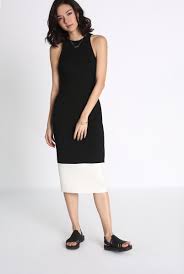 madena contrast midi dress