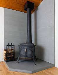 We Spruced Up This Backdrop For This Little Wood Burning Stove By Adding Out Concret Wood Burning Stove Corner Wood Stove Wall Wood Burning Stoves Living Room