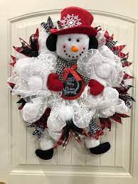 Christmas Snowman Wreath Merry Xmas Decor Plush Snowman Front Etsy Christmas Wreaths Diy Holiday Decor Christmas Snowman Wreath