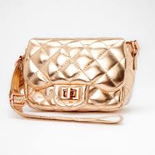 Rose gold mk crossbody, save up to 76% > michael michael kors hailee crossgrain leather satchel,black patent bag clutch,wristlet bag,card holder with coin pocket. Claire S Club Metallic Quilted Crossbody Bag Rose Gold Claire S