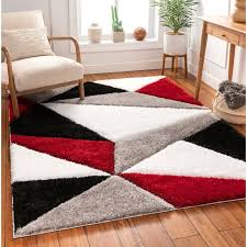 San Francisco Shag Red Black Area Rug In 2020 Black Area Rugs Rugs In Living Room Red Living Room Decor
