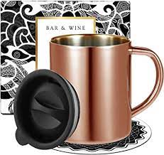 It can be customized with logo. Copper Coffee Mug With Lid Stainless Steel Coffee Cups Double Wall Travel Mug By Homestia For Hot Or Cold Drink 14oz Camping Mug Amazon Co Uk Home Kitchen