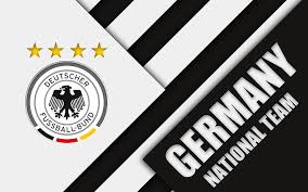 Featured with germany football latest logo with four gold stars and germany national flag background. Hd Wallpaper Soccer Germany National Football Team Emblem Logo Wallpaper Flare