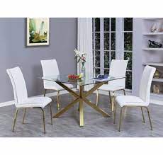 The dining room to eat, the living room to rest or as a meeting place, the bedroom to sleep, and so on. Beverley 5 Pc White Gold Dining Table Set By Best Quality Furniture
