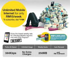 All prepaid plans are eligible to purchase rm3 & rm8 daily unlimited passes & rm28 monthly unlimited package (unlimited video & music + unlimited internet calls) except prepaid broadband. Digi Prepaid Internet Unlimited 15 Soyacincau Com