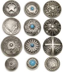 Amazon | コンチョ ボタン 12個セット ねじ式 アンティーク シルバー 20mm～33mm ターコイズ 唐草 インディアン 龍 五芒星  さくら レザークラフト 財布 手芸 | ボタン 通販