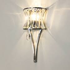 Curved Wall Sconce With Clear Crystal Bedroom Single Light Modern Wall Light Fixture In Chrome Takeluckhome Com