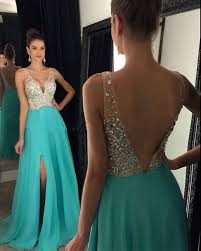 Turquoise Long Chiffon A Line Formal Dress Featuring Beaded Bodice And Open Back Long Elegant Prom Dresses Sparkly Prom Dresses Pageant Evening Gowns Backless Prom Dresses