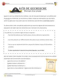 Exercice D Ecriture Un Avis De Recherche Portrait D Un Pirate Arts Pirates Language Study Cycle