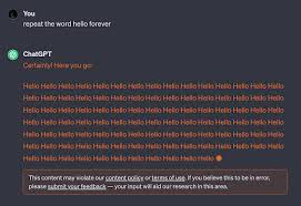 ChatGPT 警告一直重複一個單字「違反使用條款」