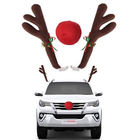 Amazon.com: COLORCASA - Cuernos y nariz de reno para auto, cubierta de ventana y parrilla de Rudolph el reno, disfraz de Navidad con cascabeles – Kit de decoración de accesorios para auto,