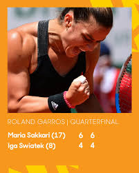 Tennisschläger von wilson, babolat, head, yonex. Ausopen Auf Twitter Air Sakkari You Re Looking At The First Greek Woman To Reach A Grand Slam Singles Semifinal Mariasakkari Ends Iga Swiatek S Title Defence With A 6 4 6 4