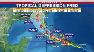 Central north pacific (140°w to 180°) Tropical Depression Fred 11pm Update Fred S Track Shifts East Now Closer To Florida Coastline Wfla