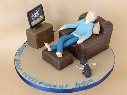 Man made out of gum paste/fondant mix. Retirement Cake For Man Inspired By Debbie Brown Retirement Cakes 70th Birthday Cake For Men Cakes For Men
