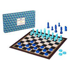 Canvas playing board features a colorful pendleton pattern, and rolls up for easy toting. Ridley S Games Room Chess Checkers Turquoise
