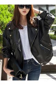 Women S Oversize Zip Placket Loose Pu Biker Jacket Biker Jacket Outfit Women Jacket Outfit Women Jackets For Women