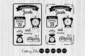 Download Baby Birth Announcement Stats Font Files Svg Cut Files 324605 Svgs Design Bundles