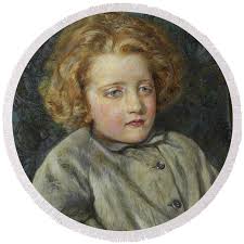 Portrait Of Laura Theresa Epps Lady Alma Tadema As A Child, 1860 Watercolor  Round Beach Towel by John Brett