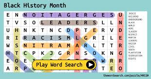 Halloween, thanksgiving, baby showers, football you are sure to find something in our free collection that will please you here. Black History Month Word Search