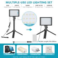 Neewer 2 Packs Portable Photography Lighting Kit Dimmable 5600k Usb 66 Led Video Light With Mini Adjustable Tripod Stand And Color Filters For Table Top Low Angle Photo Video Studio Shooting Neewer